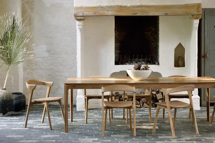 Oak Bok extendable dining table and Oak Bok dining chairs | Live Light