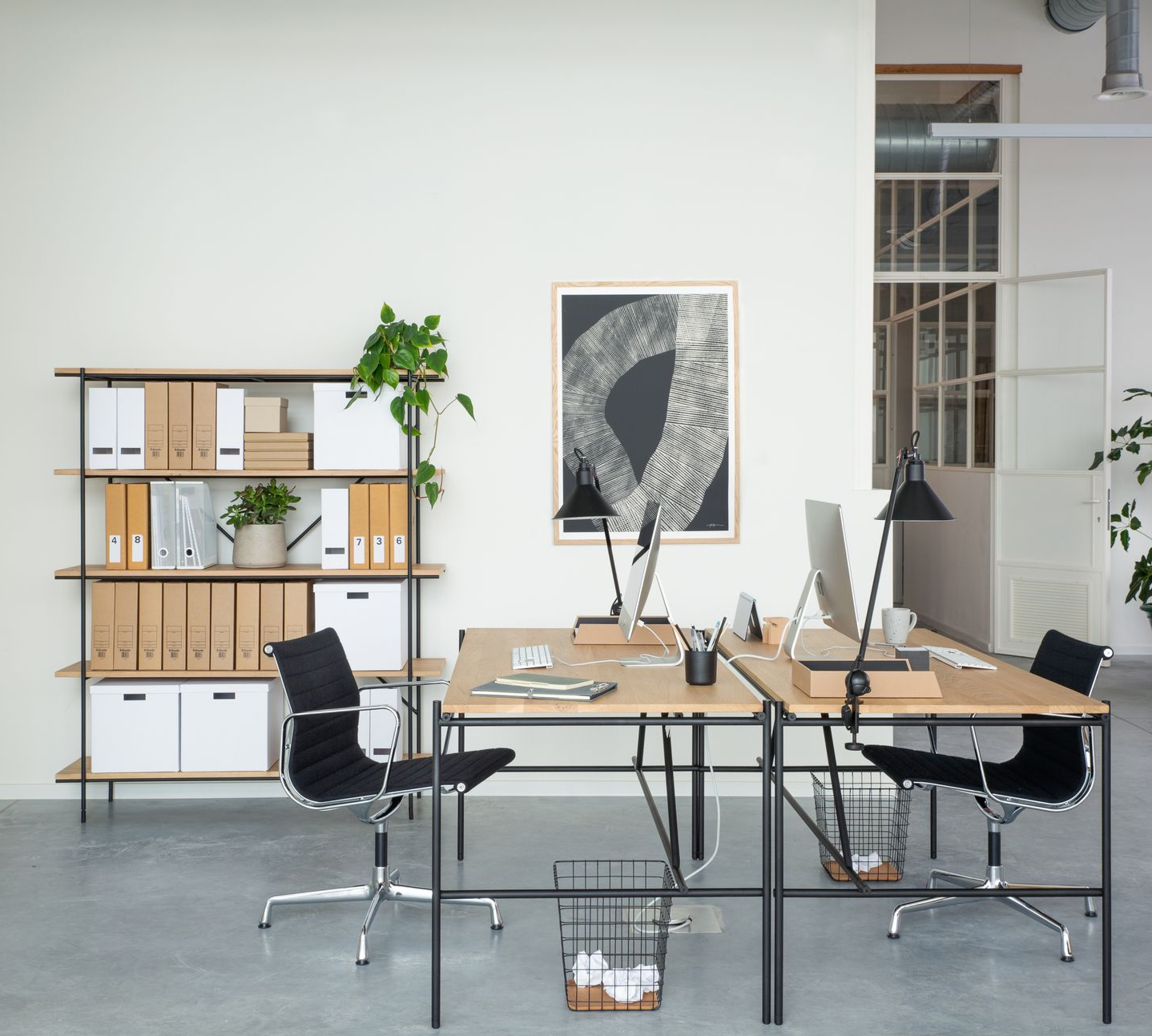 Live Light | Work space designed with the oak Oscar Desk and Rise Rack