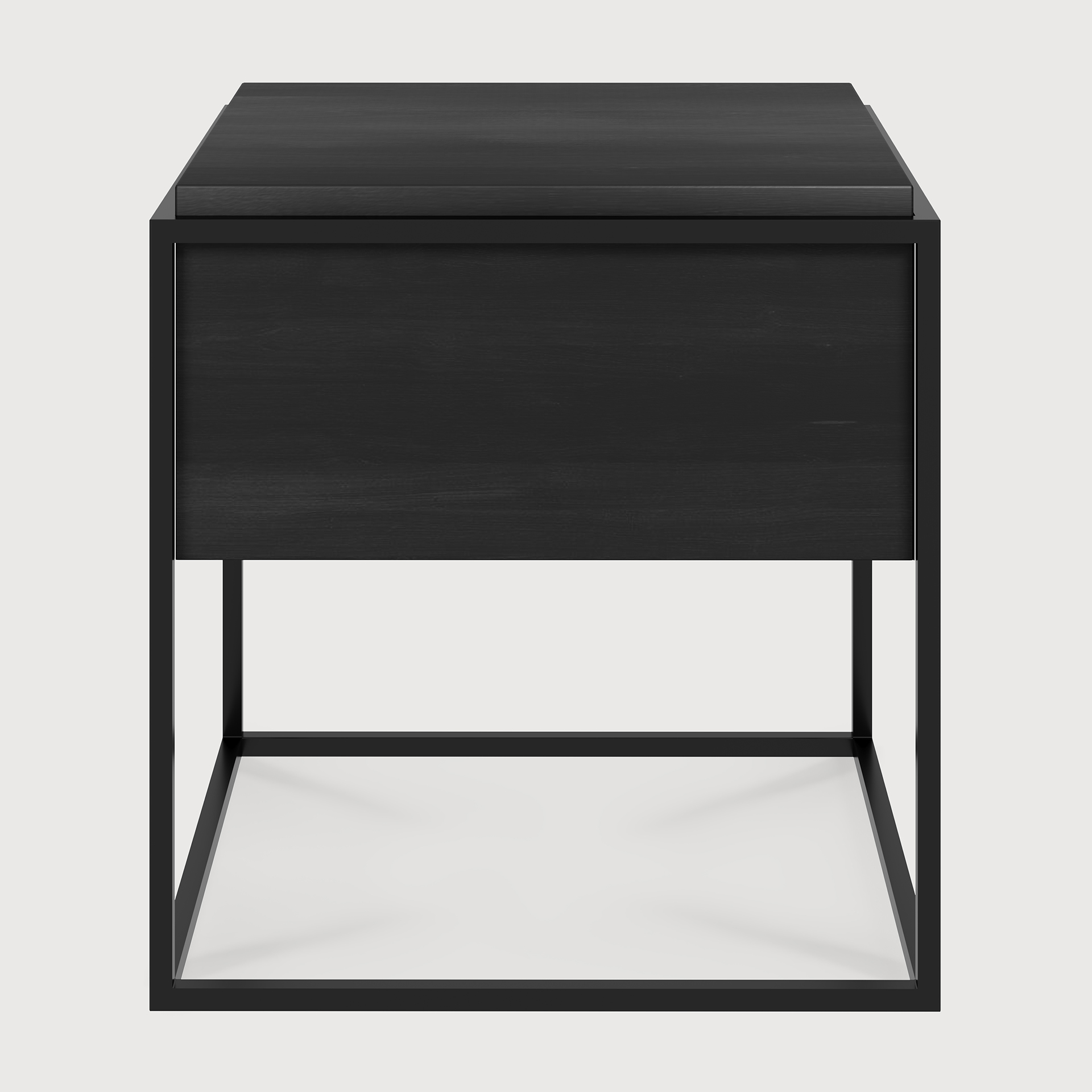 [26870] Monolit black bedside table - 1 drawer - black metal 