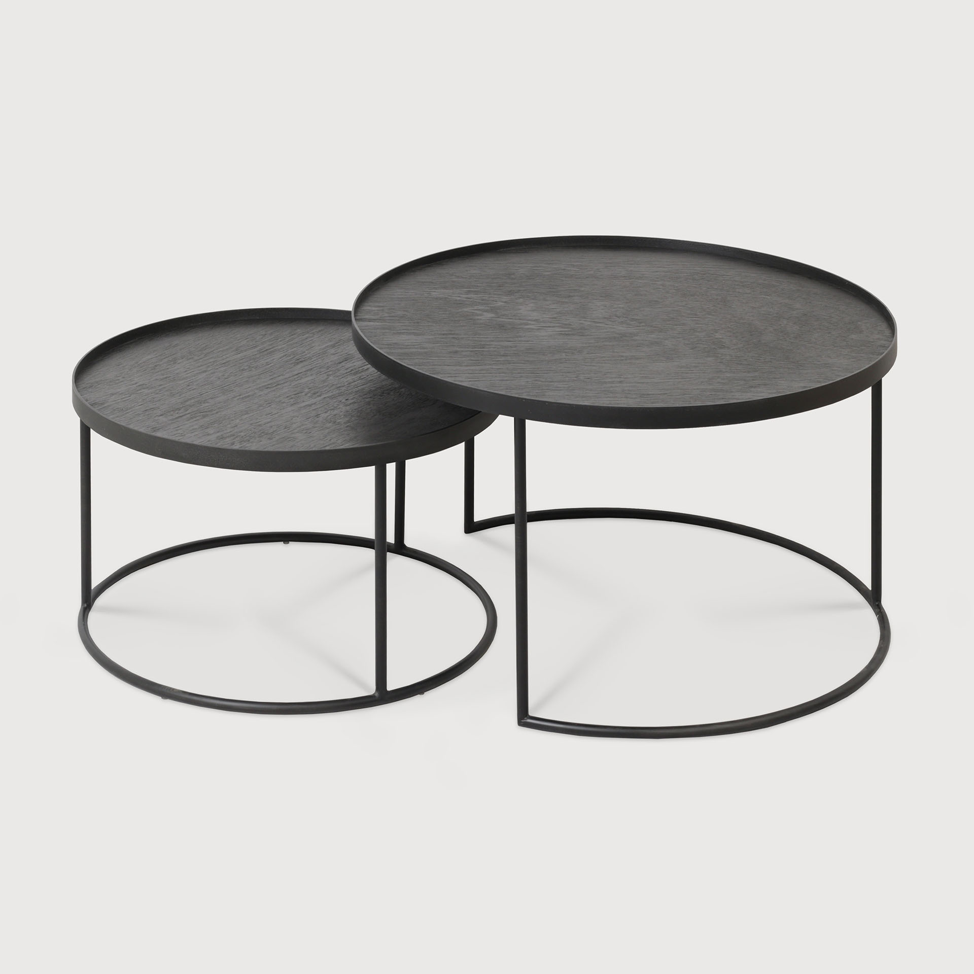 [20726] Round tray coffee table set (49x49x31cm - 62x62x38cm)