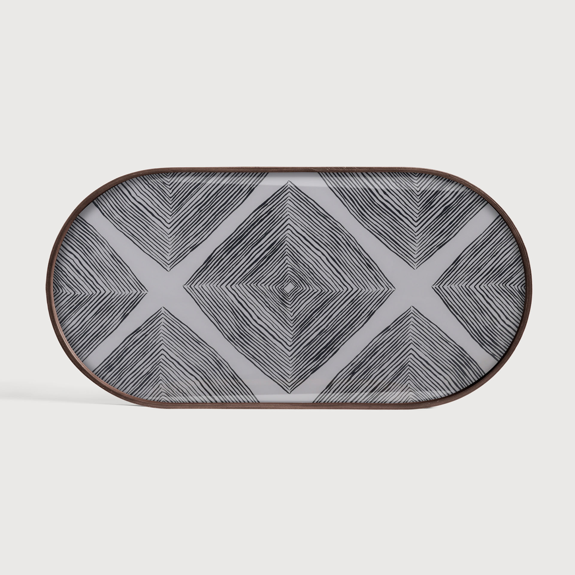 [20916] Slate Linear Squares glass tray 