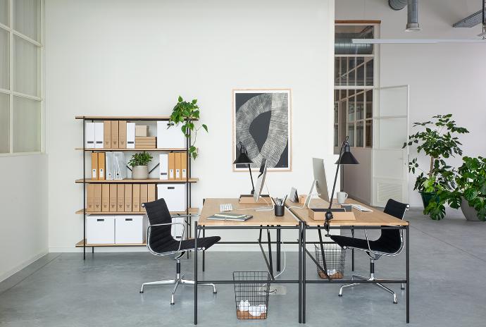 Office with Oscar desks and Rise rack | Live Light Office with Oscar desks and Rise rack | Live Light