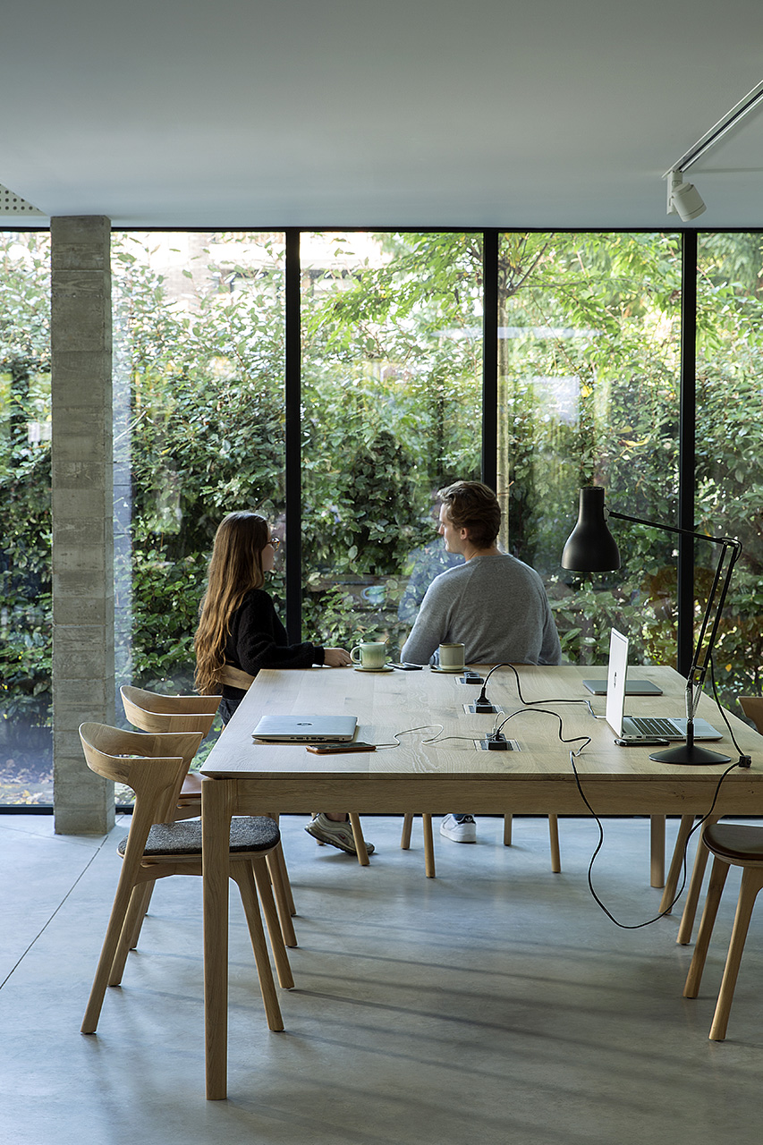 Oak Bok meeting table and Oak Bok dining chairs | Live Light