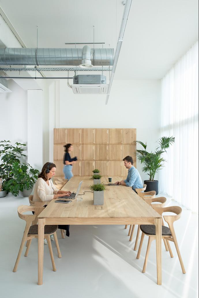 Oak Bok extendable meeting table and Oak Bok dining chairs | Live Light