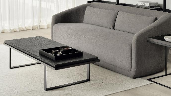 Trapeze Sofa and Stability coffee table | Live Light