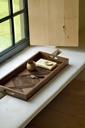 Walnut Linear Squares glass tray 