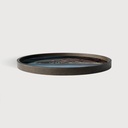 Slate Organic glass valet tray - wooden rim