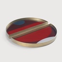 Garnet Curve glass valet tray - metal rim - set of 2