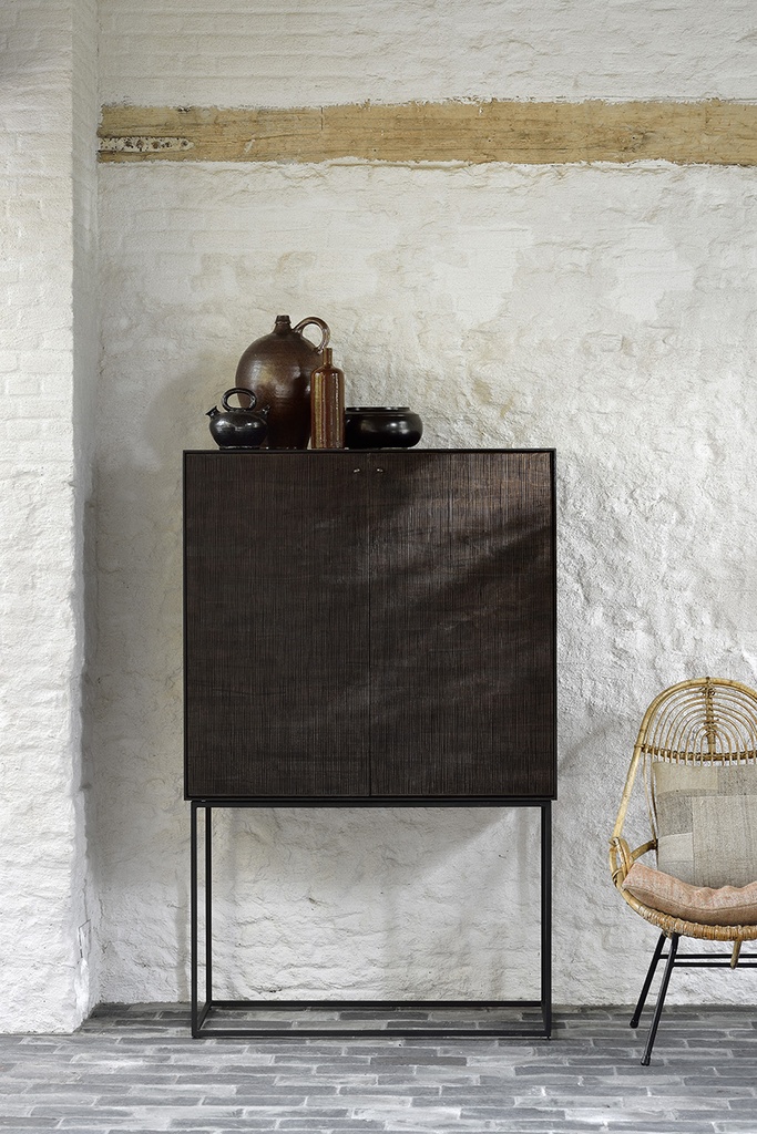 Grooves storage cupboard - 2 doors - 2 inside drawers
