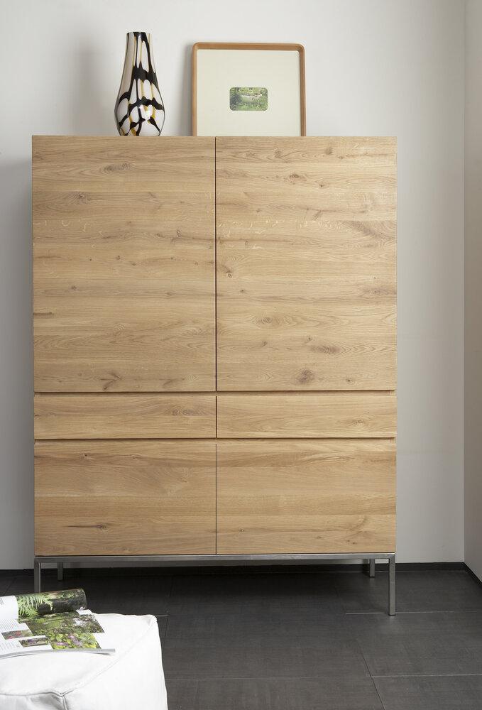 Ligna storage cupboard - black metal legs