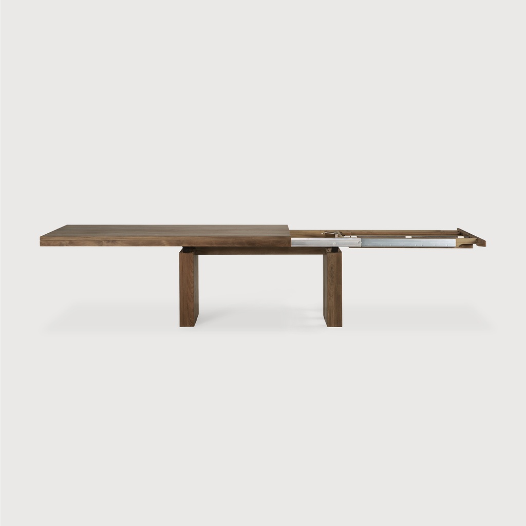 Teak double extendable dining table