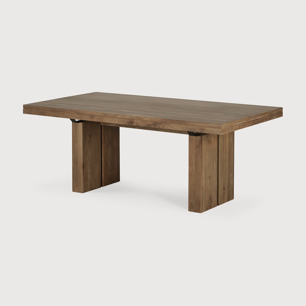 Teak double extendable dining table