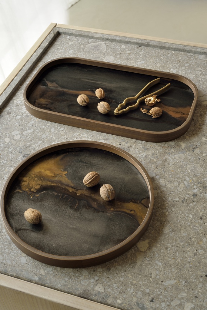 Bronze Organic glass valet tray - round