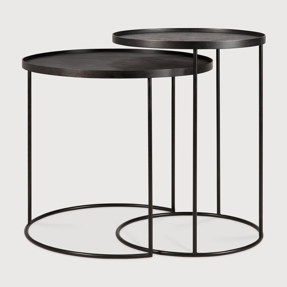 Round tray side table set