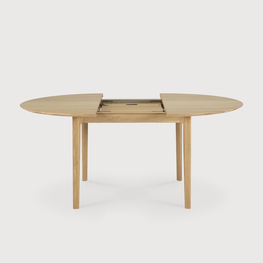 Oak Bok round extendable dining table