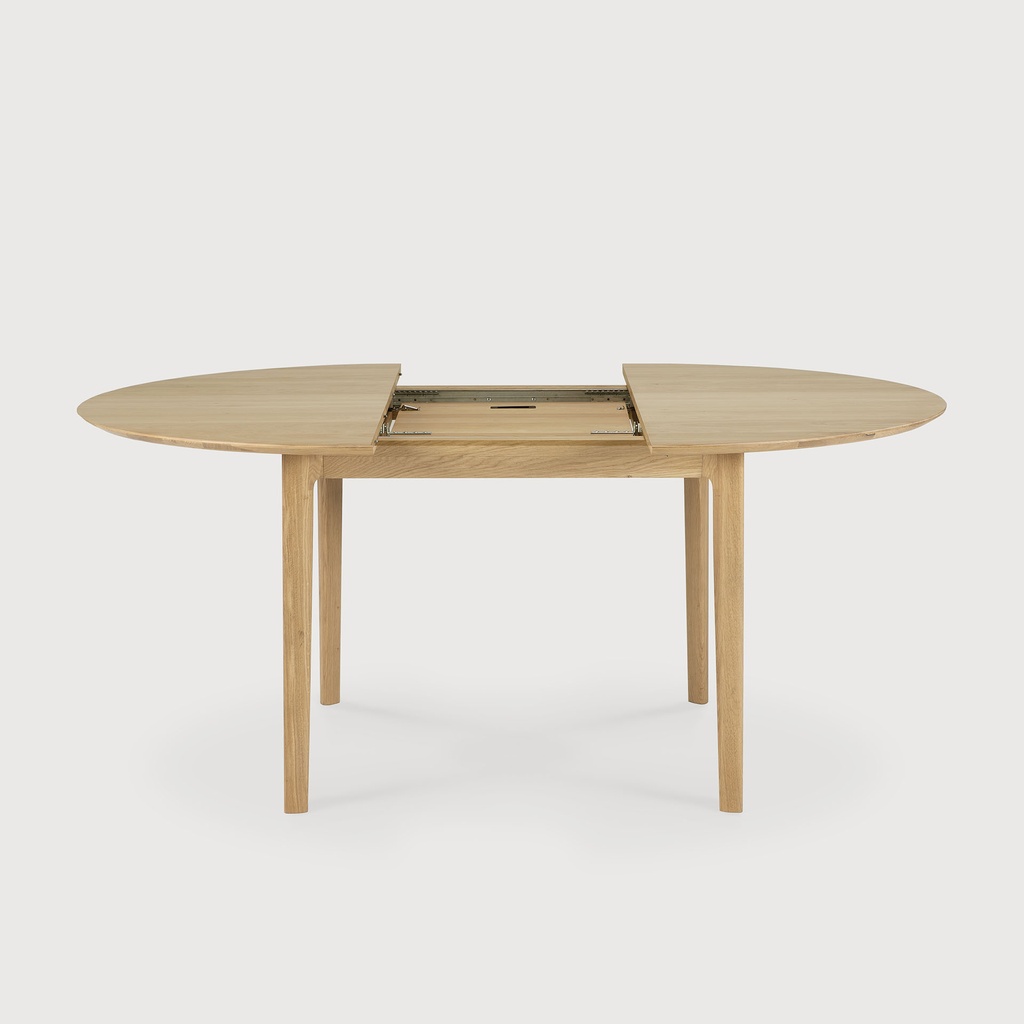 Oak Bok round extendable dining table