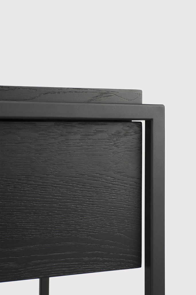 Monolit black bedside table - 1 drawer - black metal 