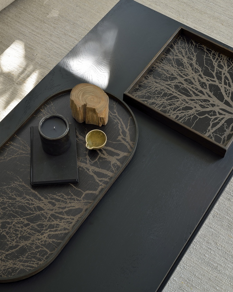 Black Tree wooden tray - oval