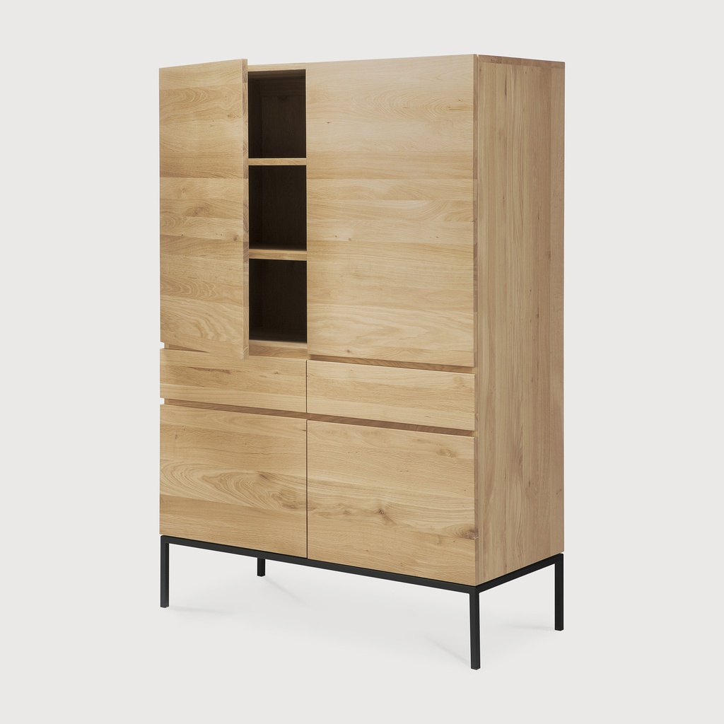 Ligna storage cupboard - black metal legs