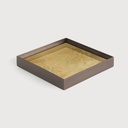 Gold leaf glass valet tray - metal rim