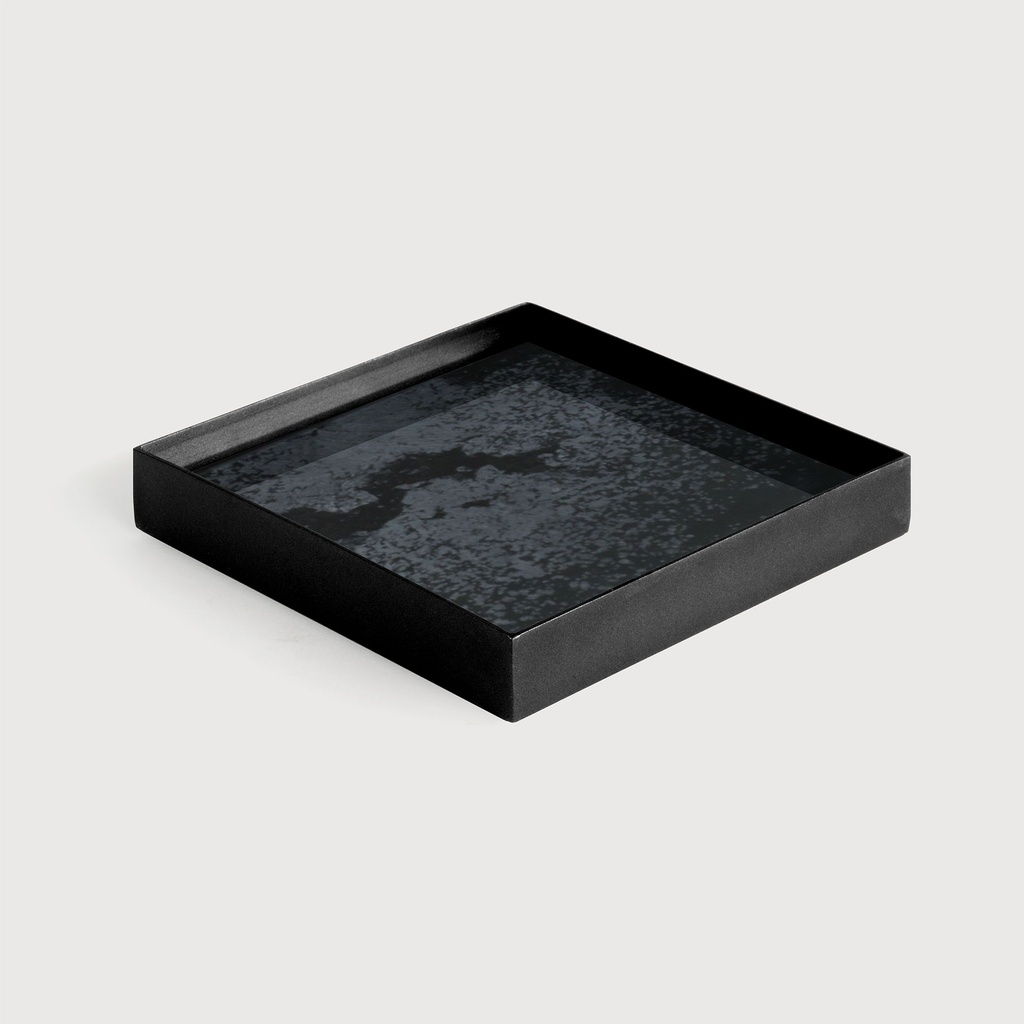 Charcoal mirror valet tray - black metal rim 