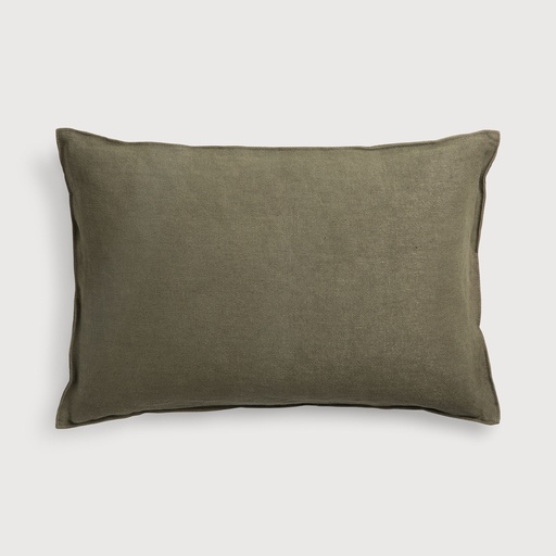 [21322] Lin cushion - lumbar (Olive)