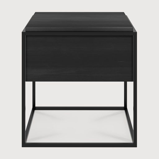 [26870] Monolit black bedside table - 1 drawer - black metal 