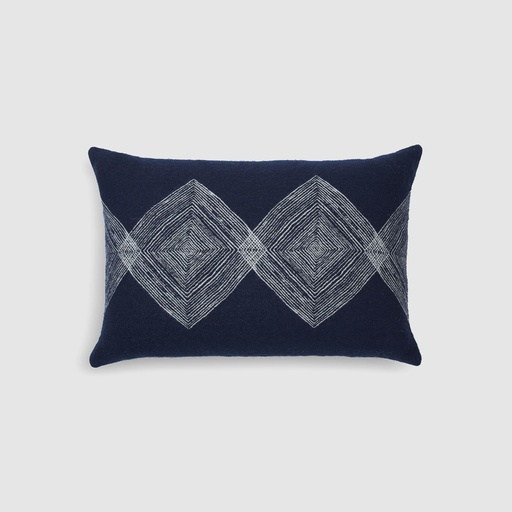[21060] Linear Diamonds cushion - lumbar (Navy)