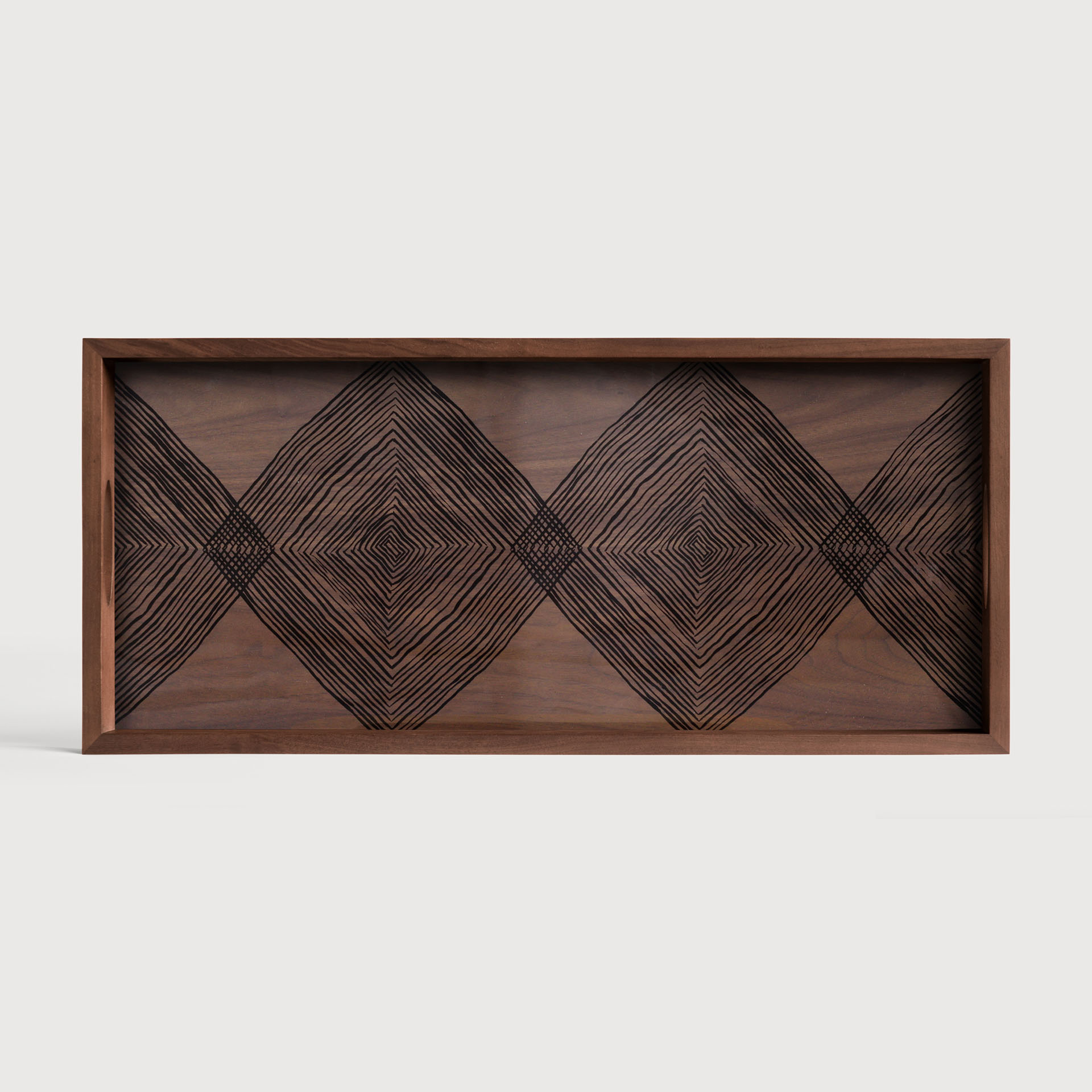 [20915*] Walnut Linear Squares glass tray 