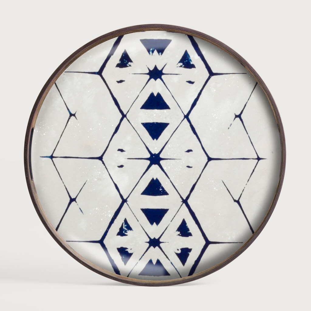 [20341R] Tribal Hexagon glass tray 