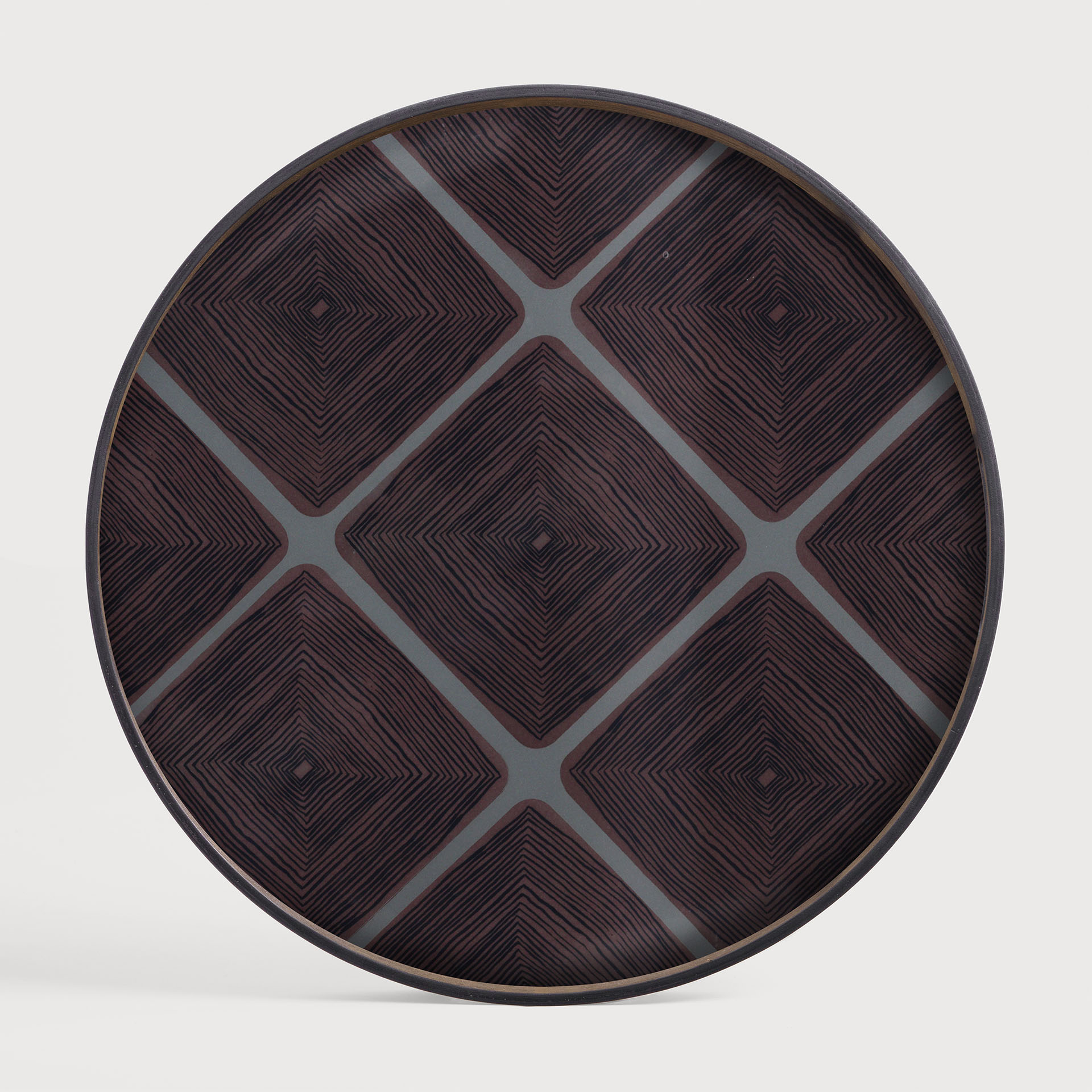 [20914R] Slate Linear Squares glass tray 