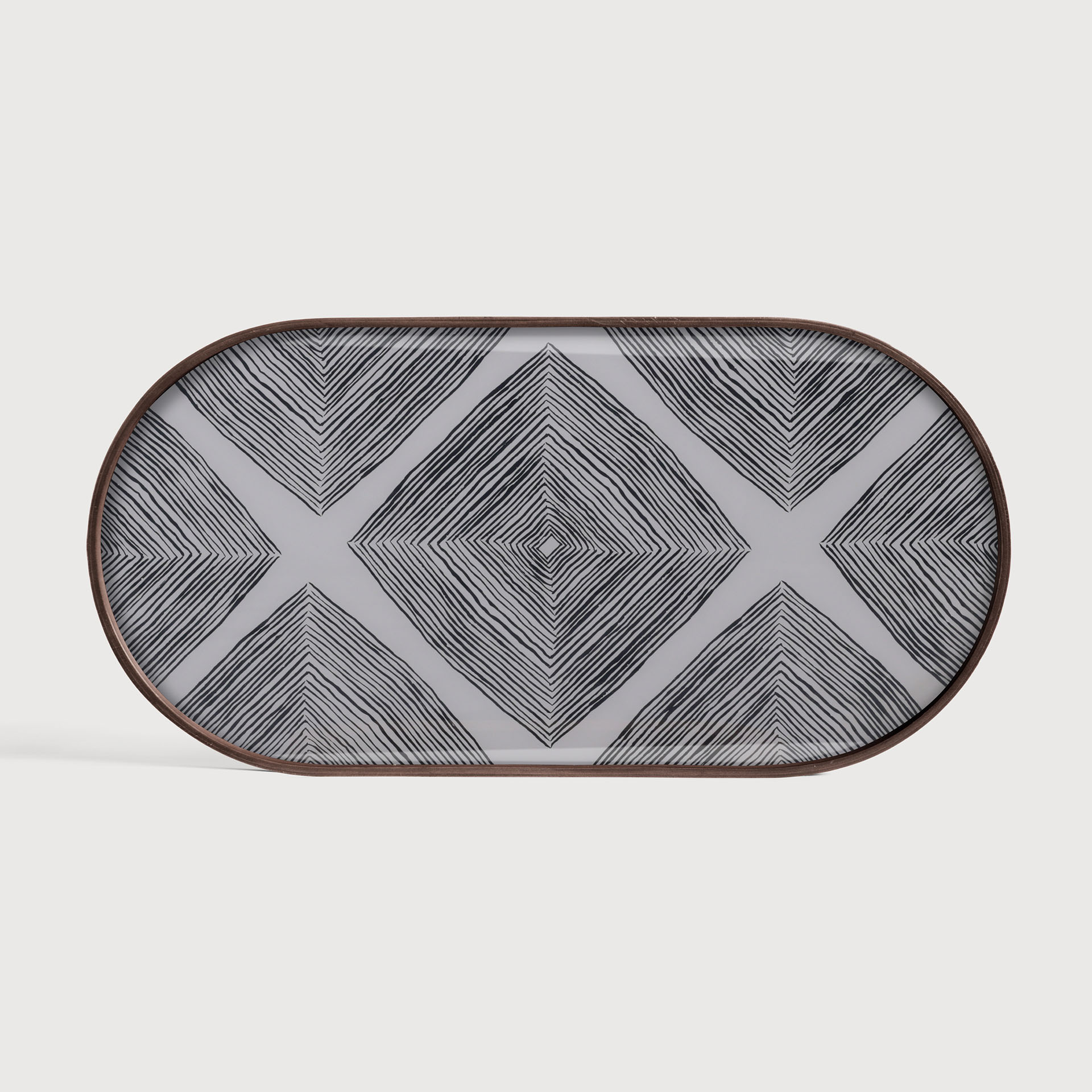 [20916R] Slate Linear Squares glass tray 