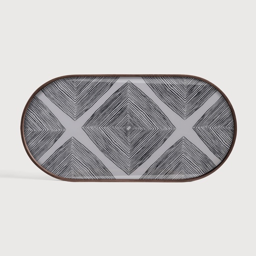[20916*] Slate Linear Squares glass tray 