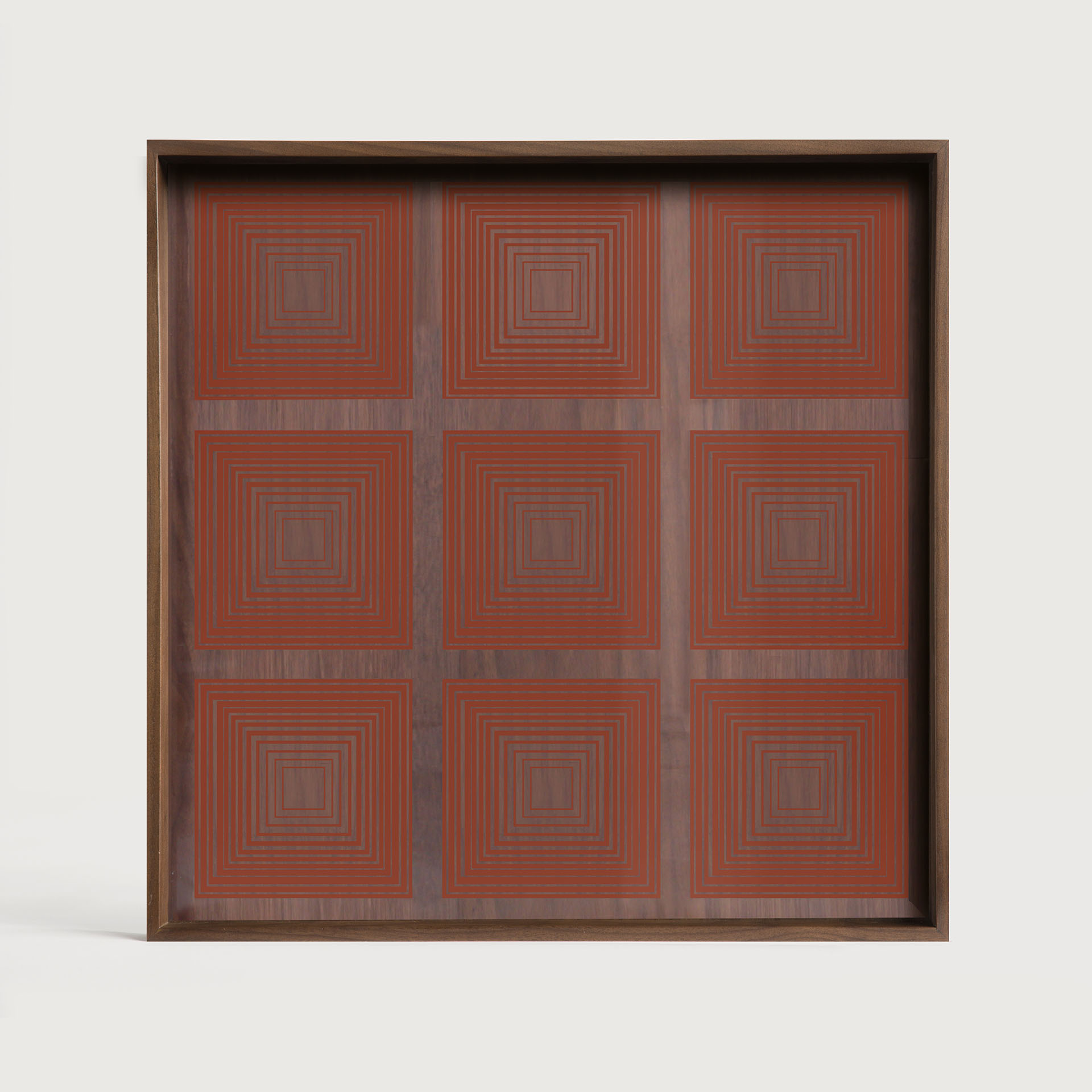 [20918R] Plateau en verre Squares (38x38x4cm)