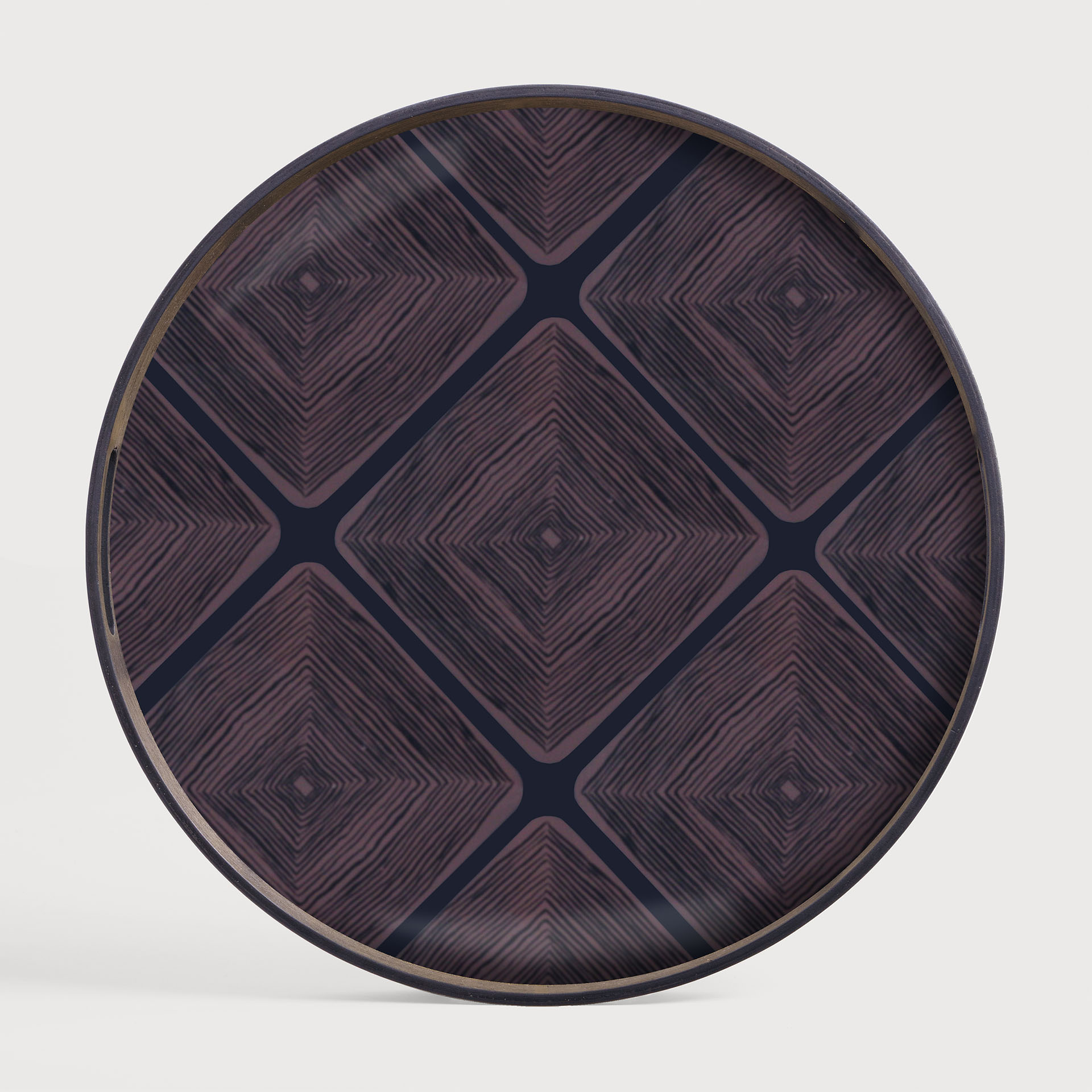 [20910R] Midnight Linear Squares glass tray 