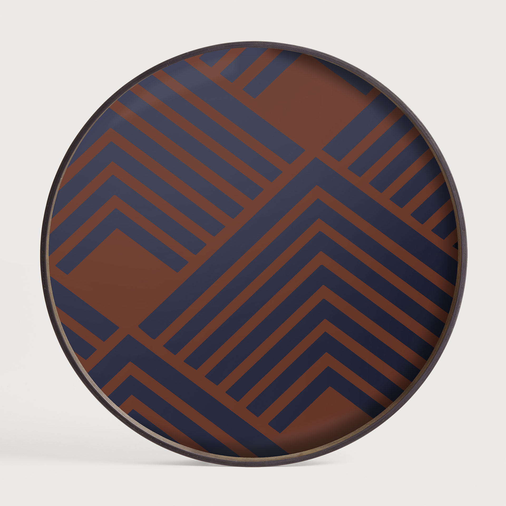 [20934R] Midnight Chevron glass tray