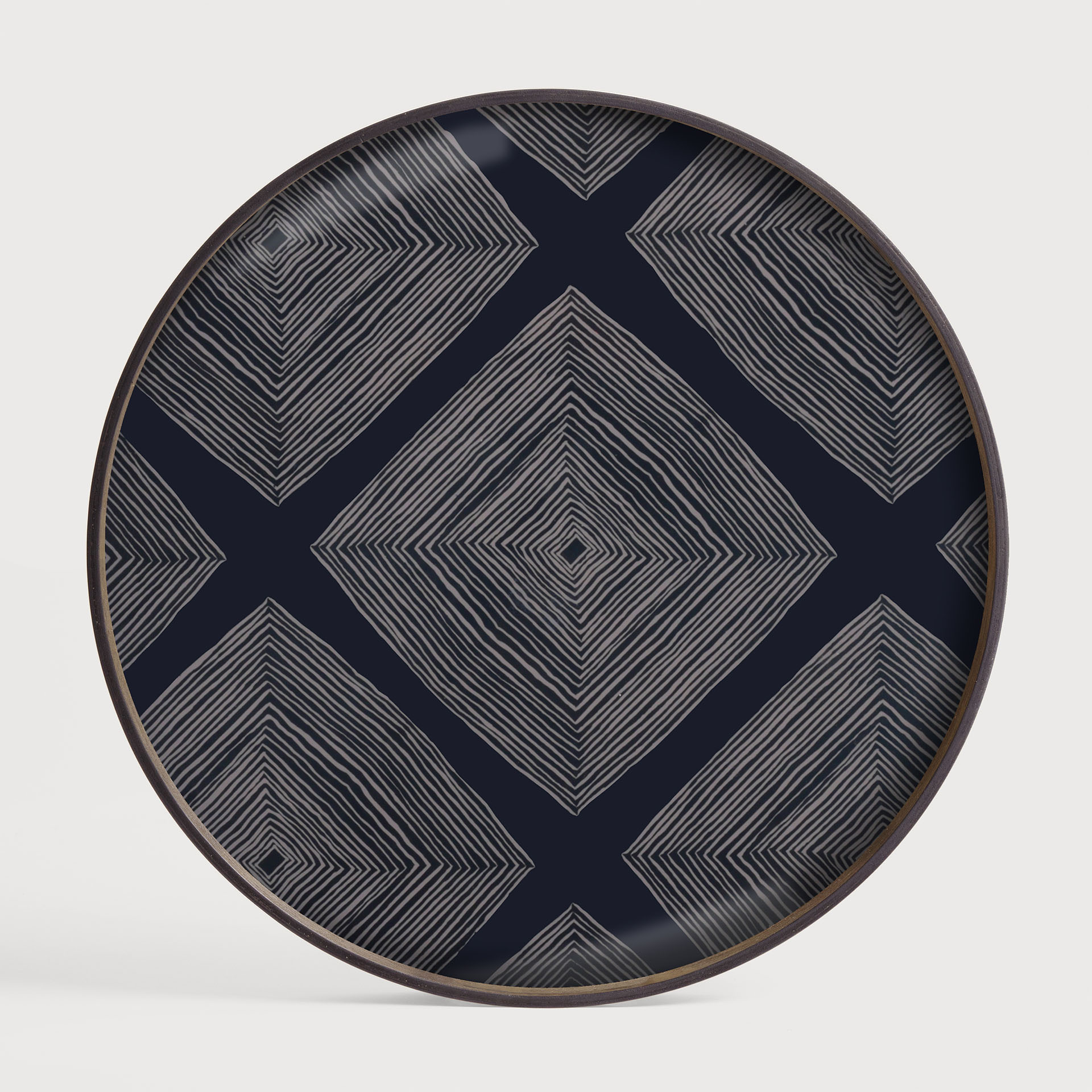 [20912R] Ink Linear Squares glass tray 