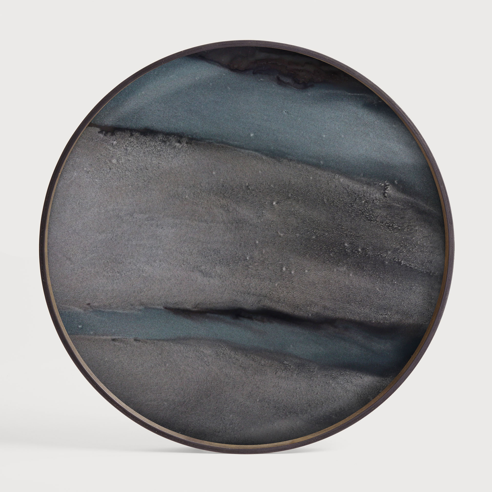 [20913R] Graphite Organic glass tray - round 