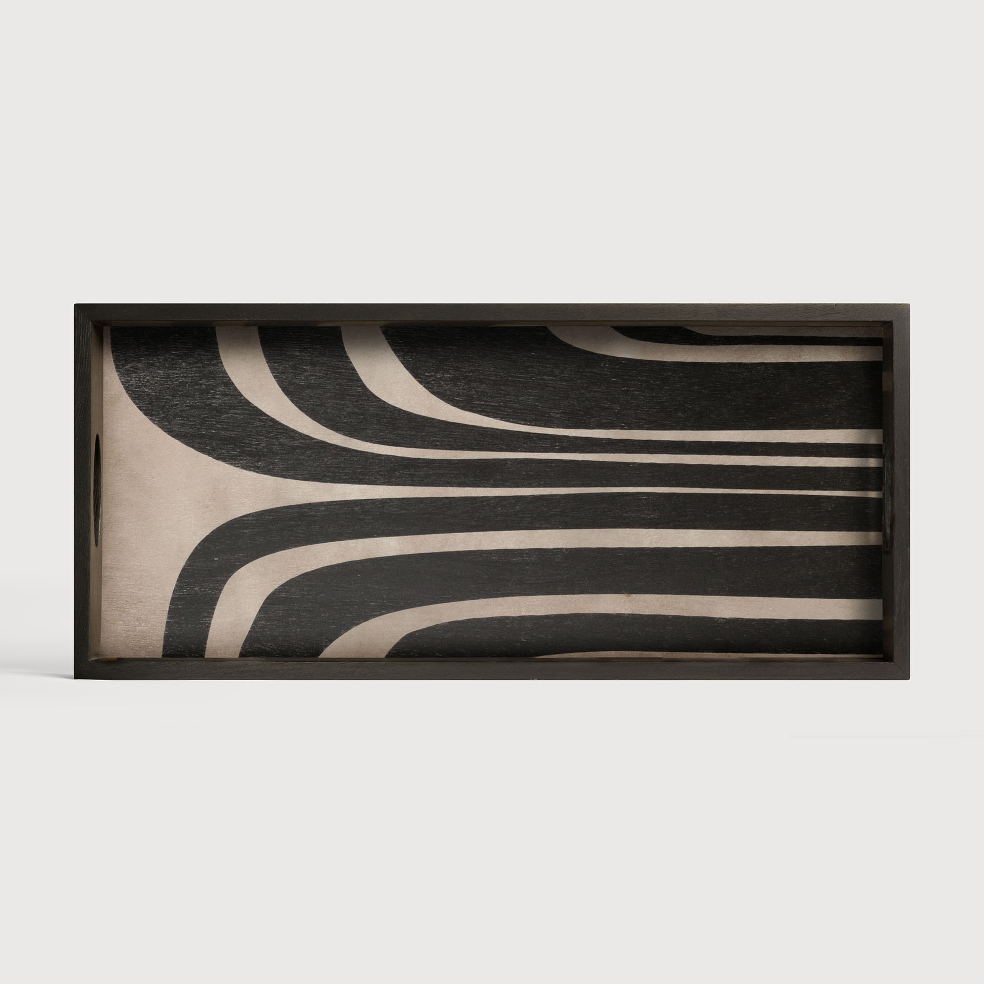 [20939R] Graphite Curves wooden tray 