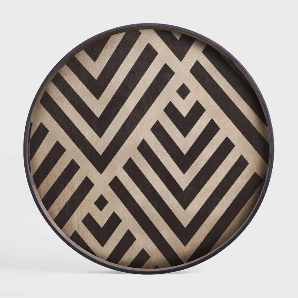 [20932] Graphite Chevron wooden tray