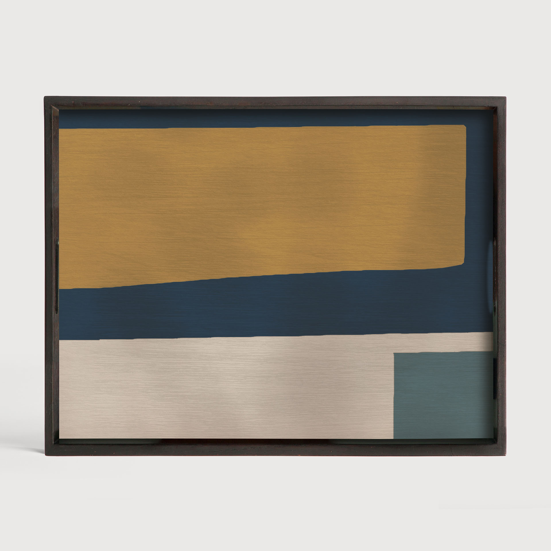 [20938R] Geo Study wooden tray 