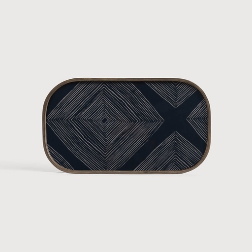 [20929*] Ink Linear Squares glass valet tray - rectangular