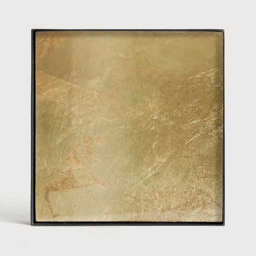 [20386] Gold Leaf glass valet tray - metal rim (16x16x3cm)