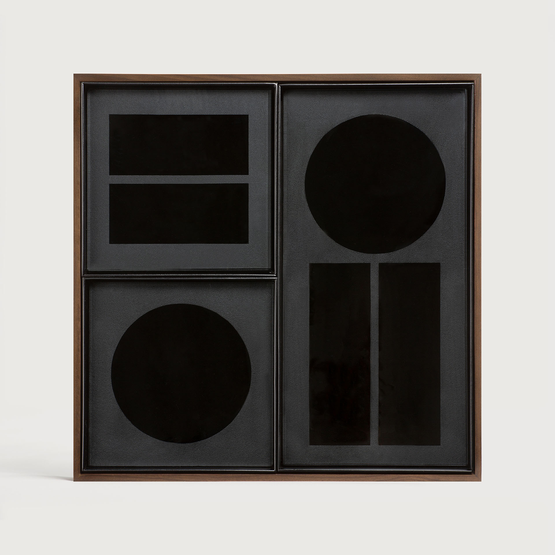 [20398R] Charcoal desk organiser - walnut holder