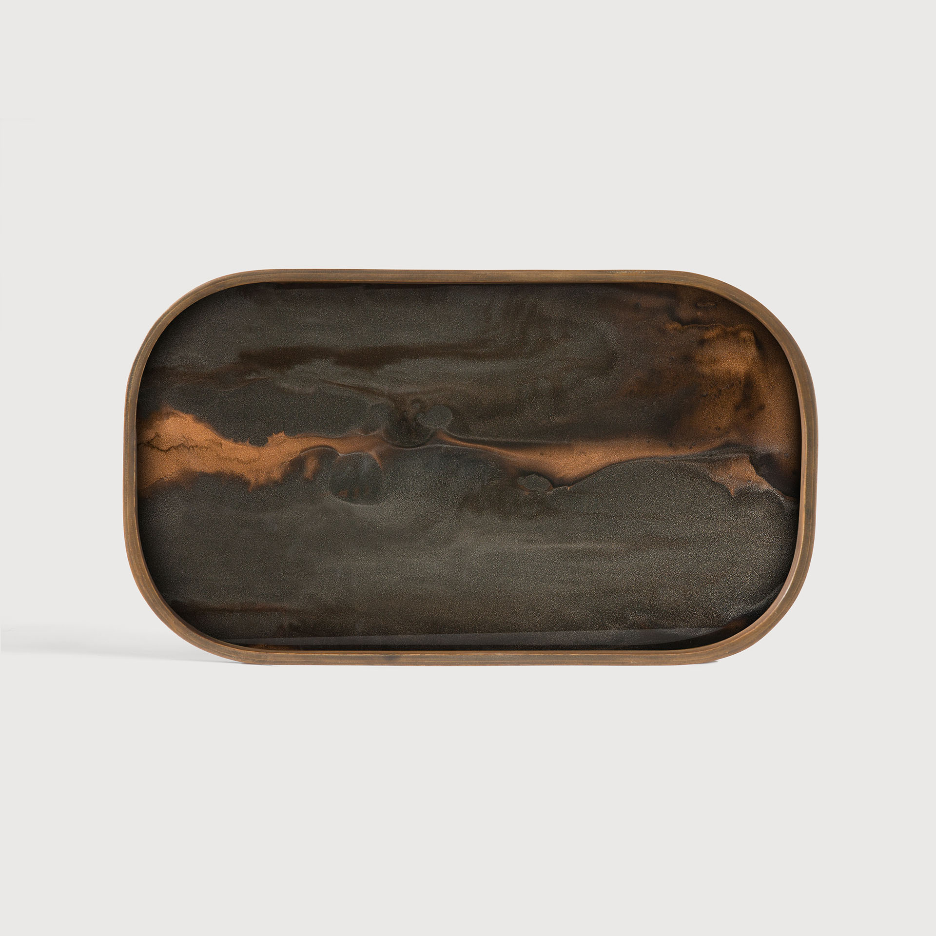 [20469R] Bronze organic glass valet tray - rectangular