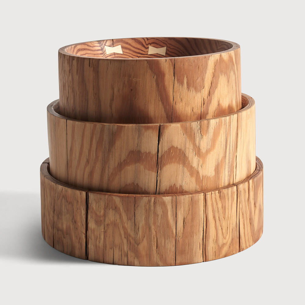 [29801*] Natural pine bowls - set of 3